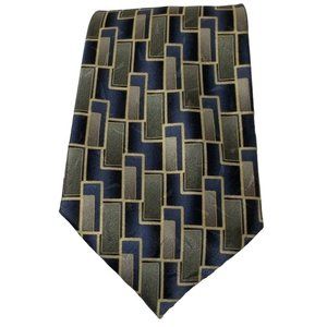 Men's Tie Pierre Cardin Blue Green & Gold  100% Silk 59"